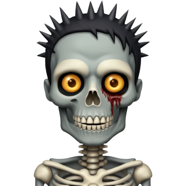 skeleton zombie spikey black hair emoji