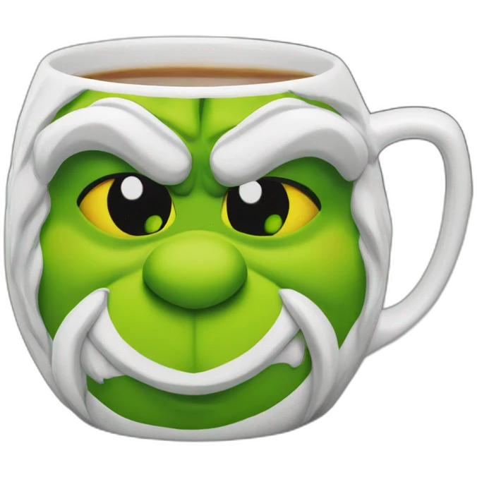 Grinch face shaped mug emoji