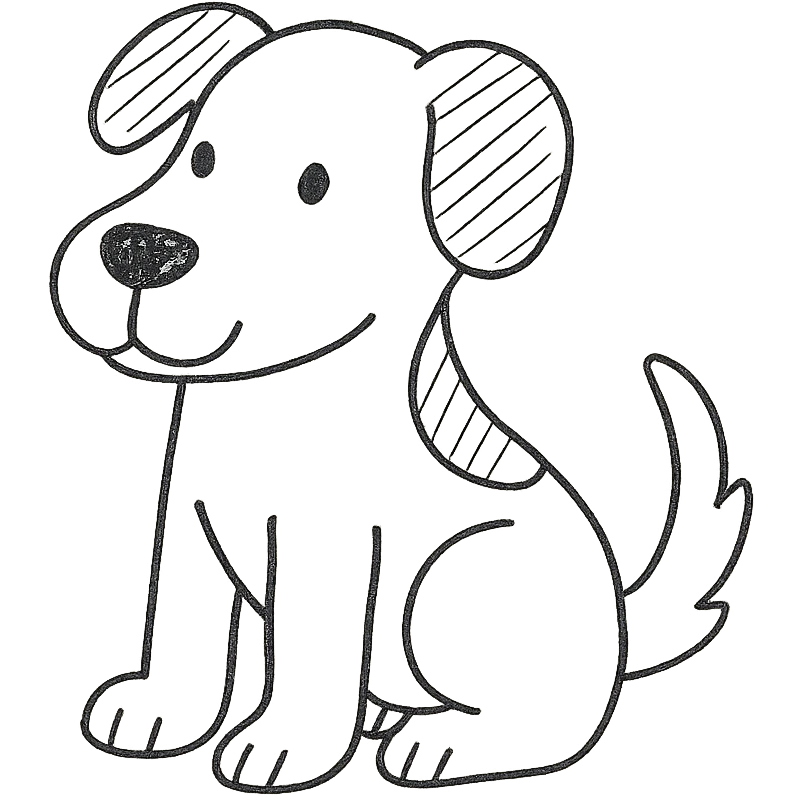 brown and white cartoon dog hand drawn outlined icon emoji