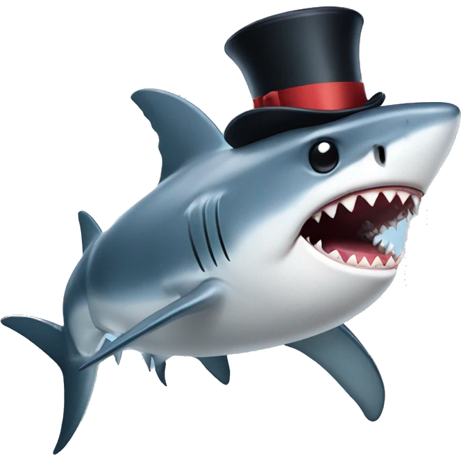 Shark with a top hat emoji