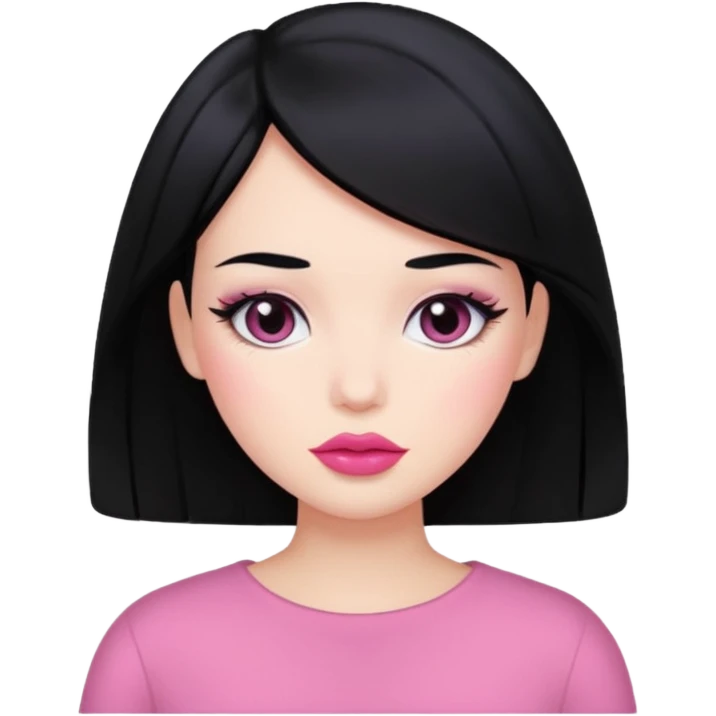Black hair pink lips blush normal skin  emoji