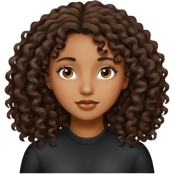 dark brown girl with wavy curly hairs emoji