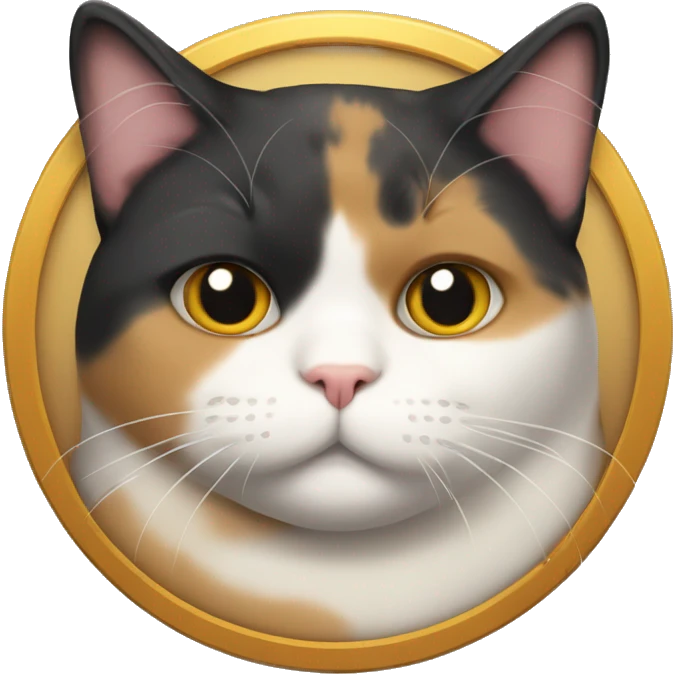 Fat calico cat with a shield  emoji