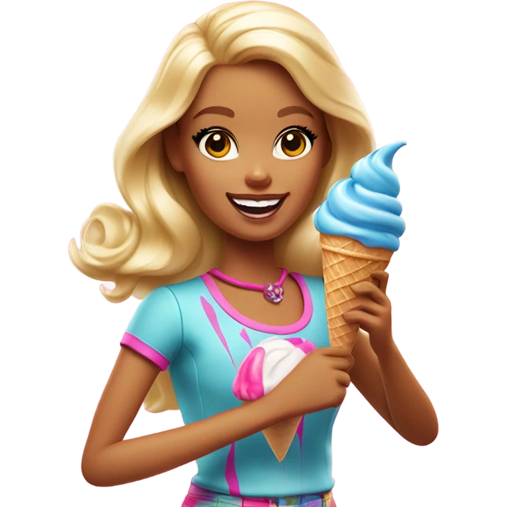 Barbie eating ice cream emoji