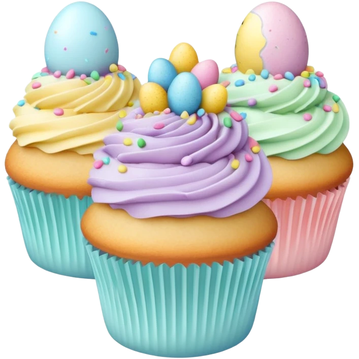 Pastel color Easter cupcakes emoji