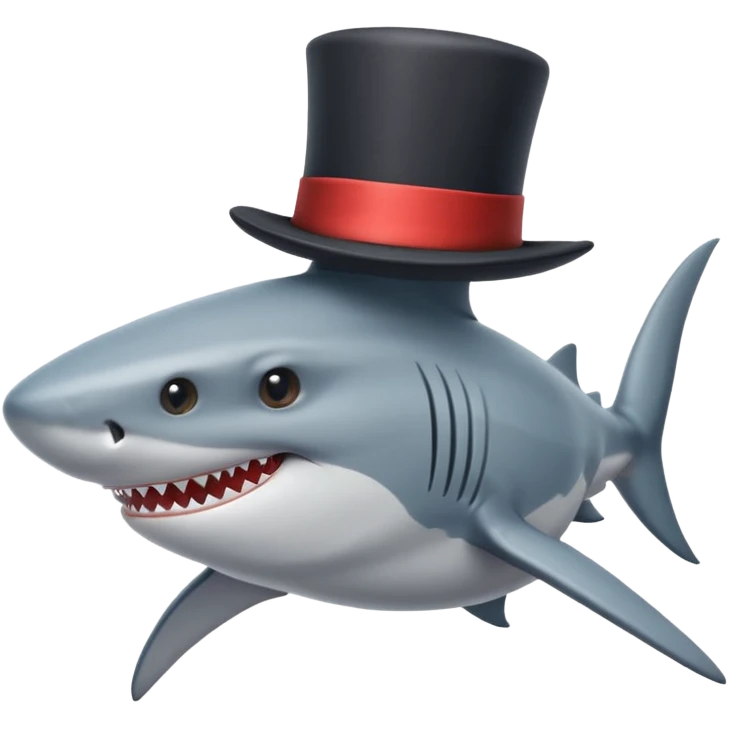 Shark with a top hat emoji