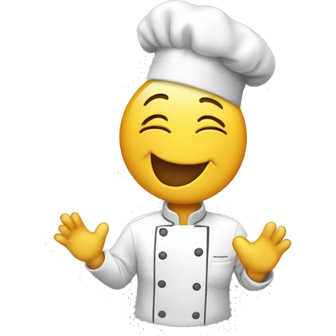 Chef smile face kissing with hand and heart emoji