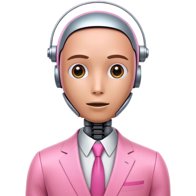 human looking robot in pink suit emoji