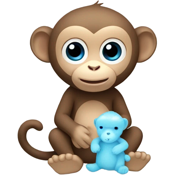 Light brown body, light blue eyes, baby monkey, jellycat stuffed animal emoji