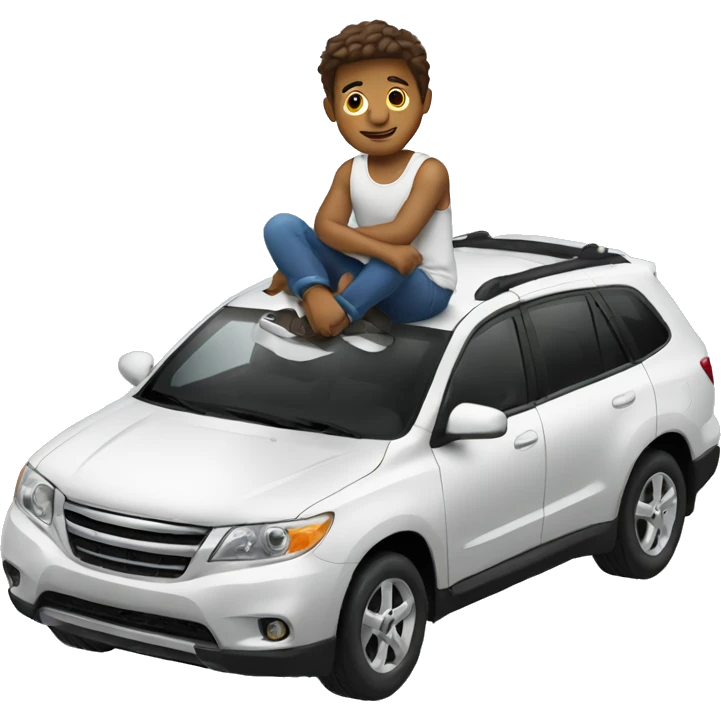 man sitting on top of car emoji