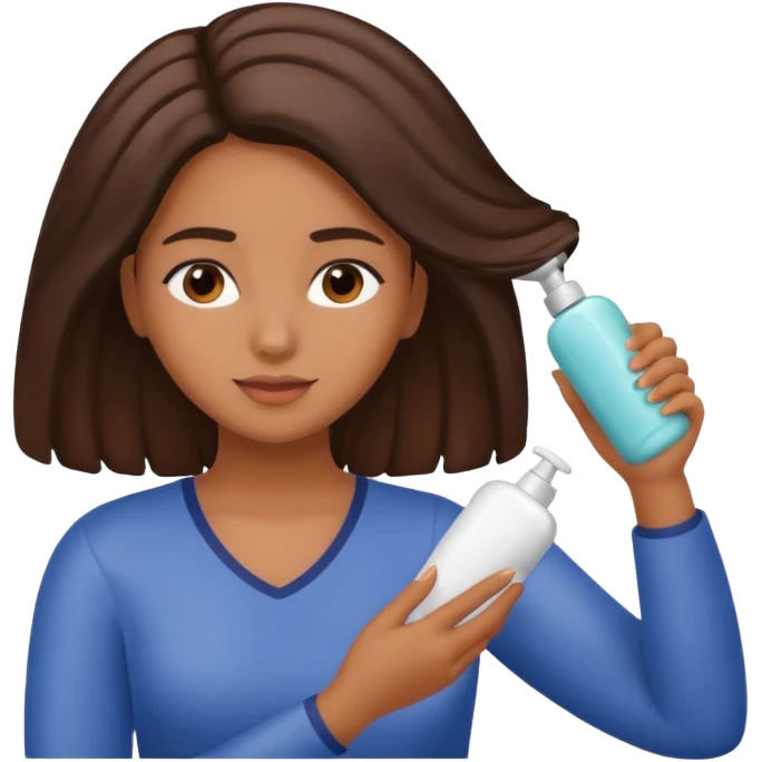 Latina girl applying conditioner to her hair emoji