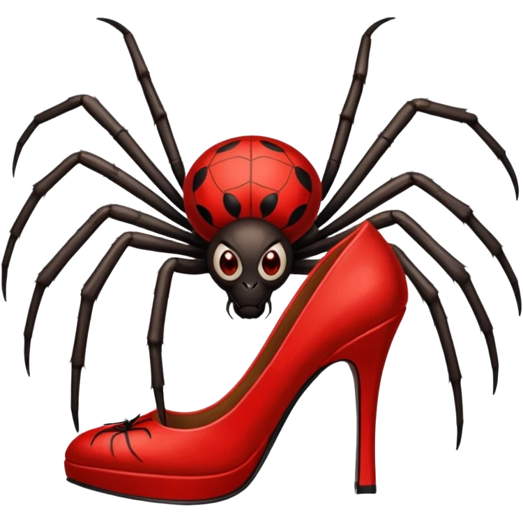 Spider with red high heels on a emoji