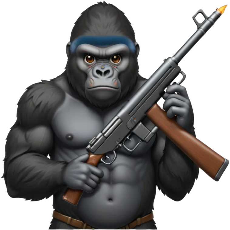 A mean gorilla holding a big gun emoji
