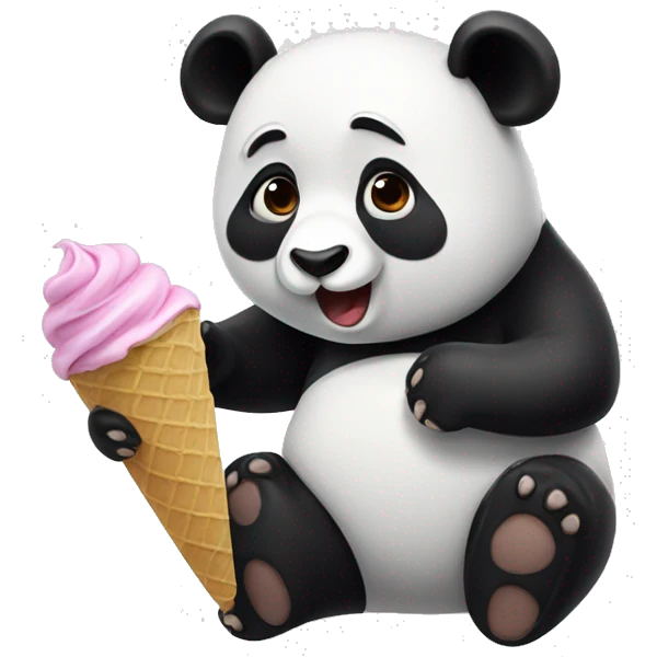 Panda eating ice cream emoji