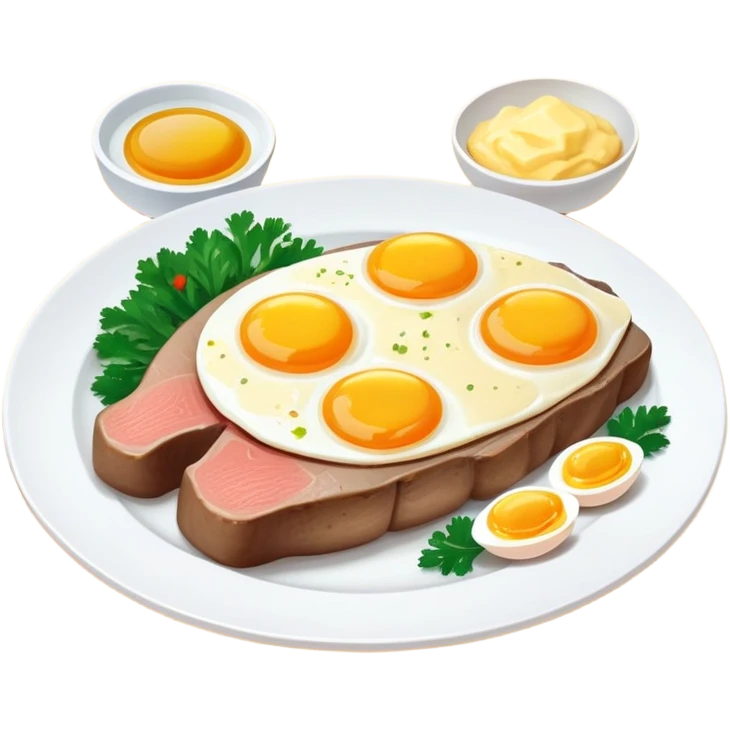 A plate with liver, egg yolk, butter and fish, with vitamin A nutrition labels emoji