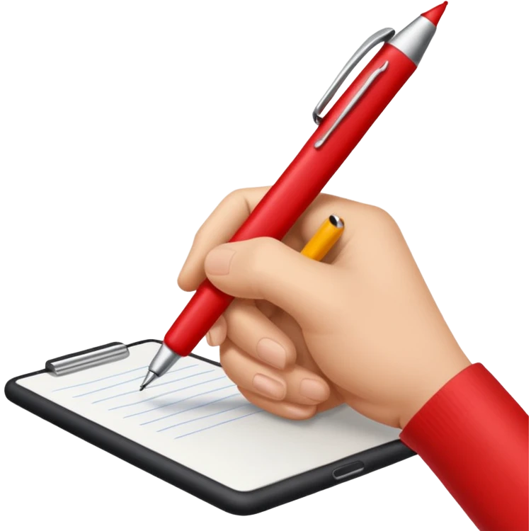 this emoji ✍🏻 with a red pen emoji
