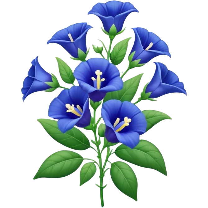 big bouquet Blue Butterfly Pea flower, stem, leaf emoji