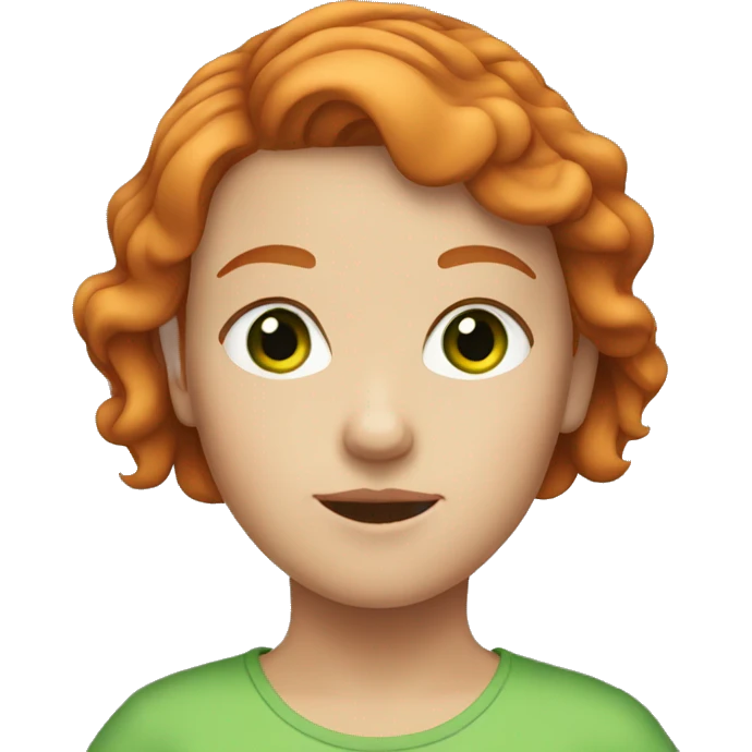 girl with short ginger hair and green eyes emoji