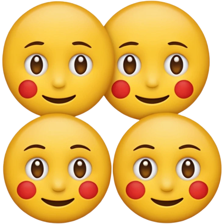 two emojis overlapping not smiling- no red cheeks- overlap by 50%  emoji