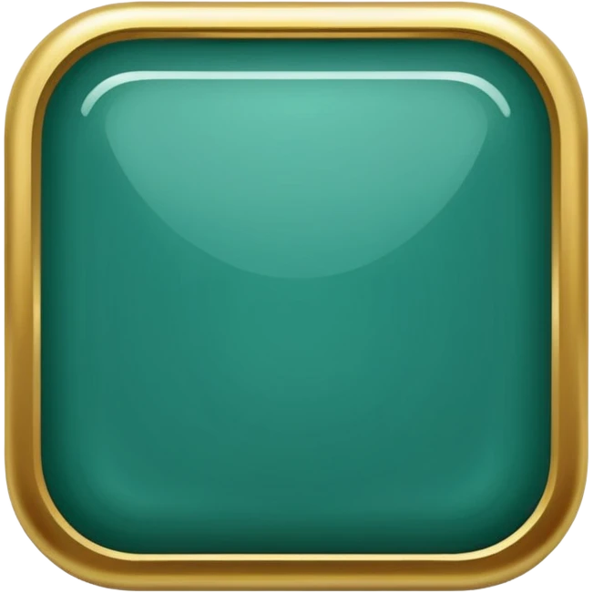 Blank dark Jade and gold edged rounded square icon button emoji