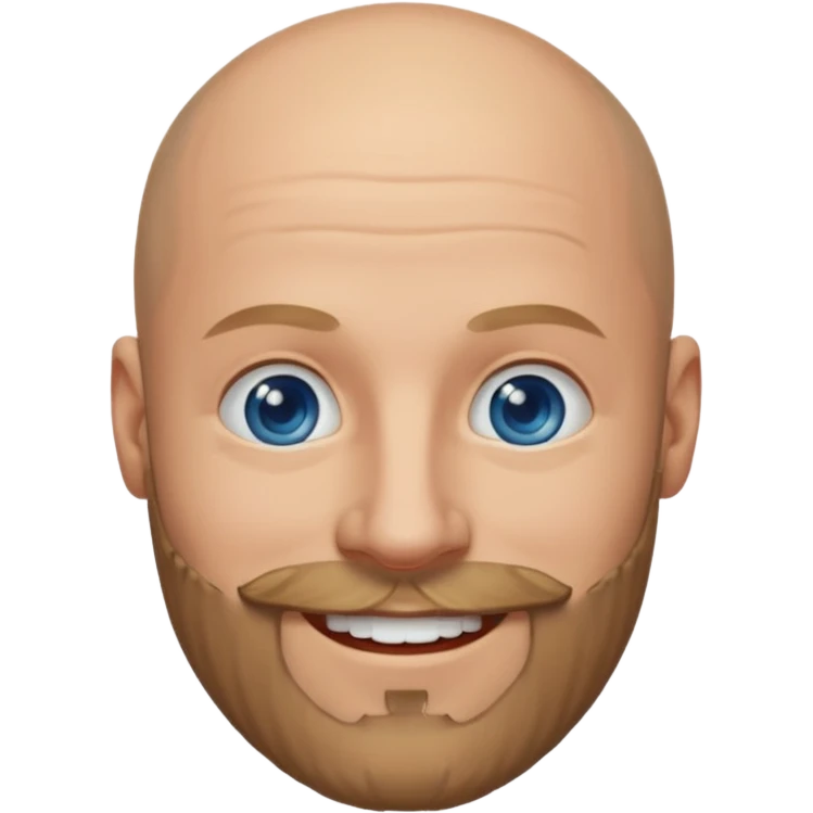 Bald man with dark blonde beard and blue eyes emoji