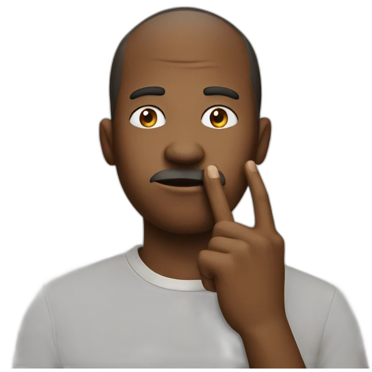 A guy with his finger in his mouth making the silence sign emoji