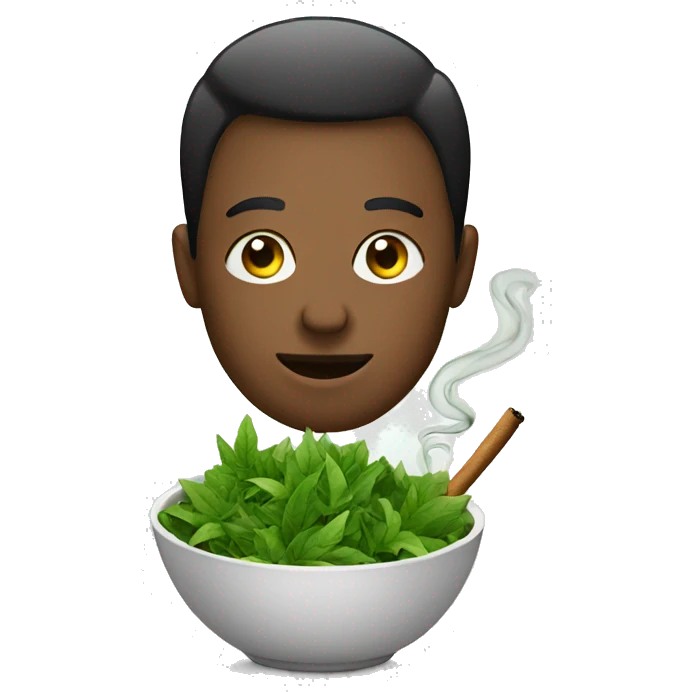 Smoking a bowl of green leaves emoji