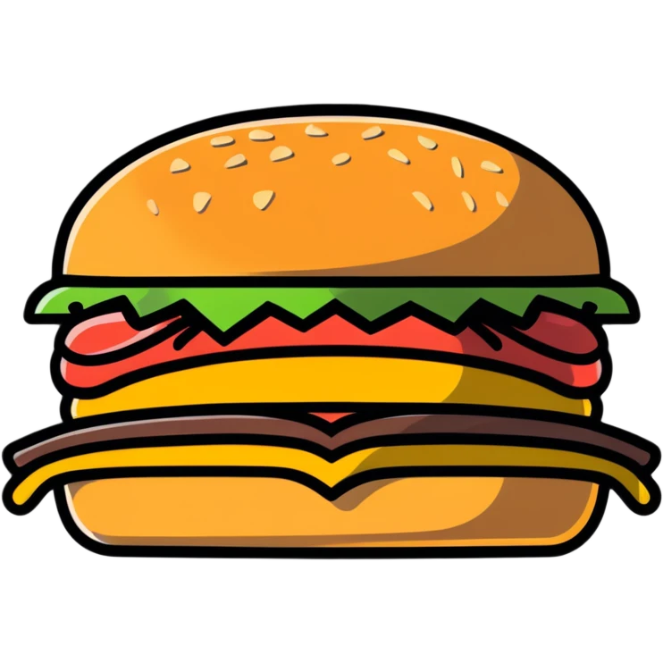 A emoji putting tongue out and a burger ￼ emoji