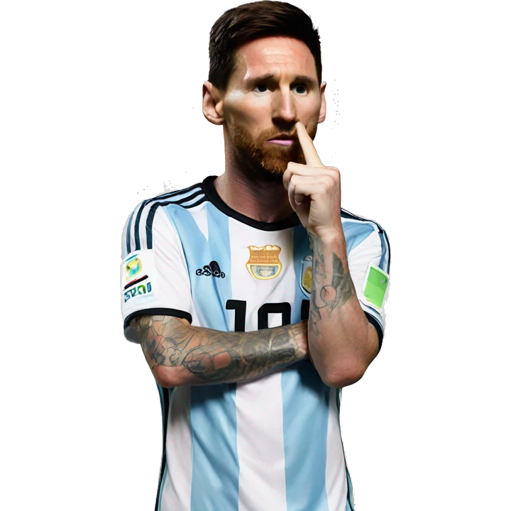 messi from argentina making silence with his finger emoji