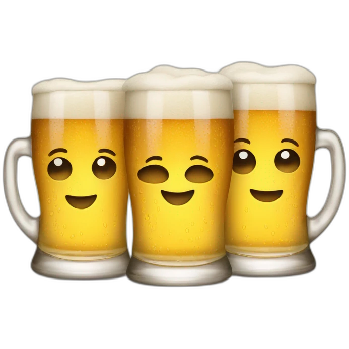 Three smiling glasses of beer emojis emoji