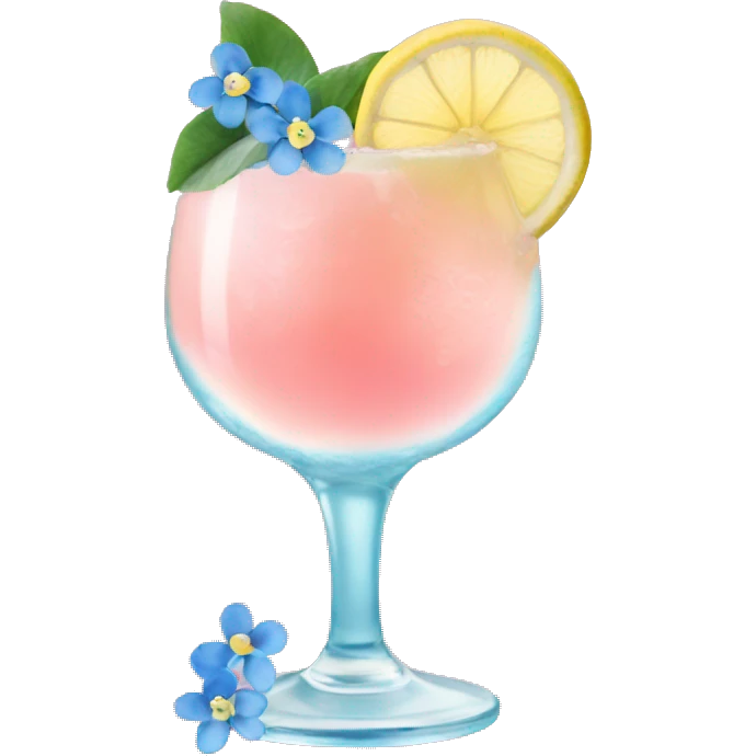 pink lemon large cocktail with blue small flowers  emoji