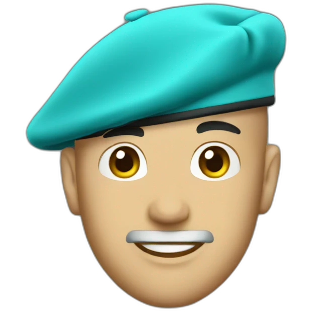 cyan beret bald emoji