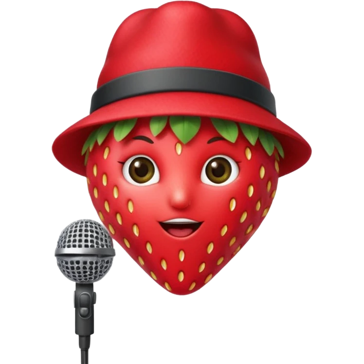 strawberry be hand the mic with hat emoji