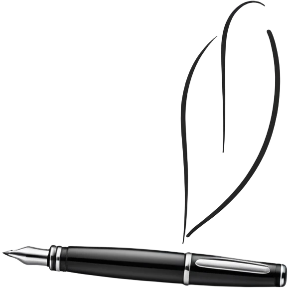 fountain pen drawing a smooth curved line, representing logo design emoji