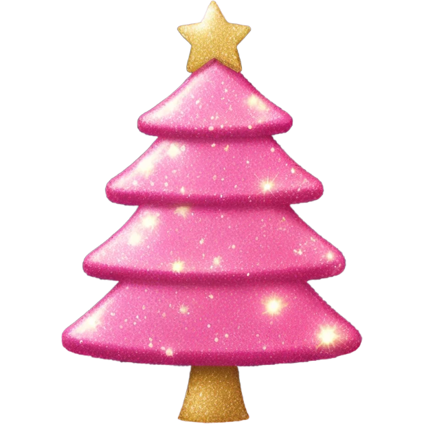 Pink Christmas tree with glitter and lights emoji