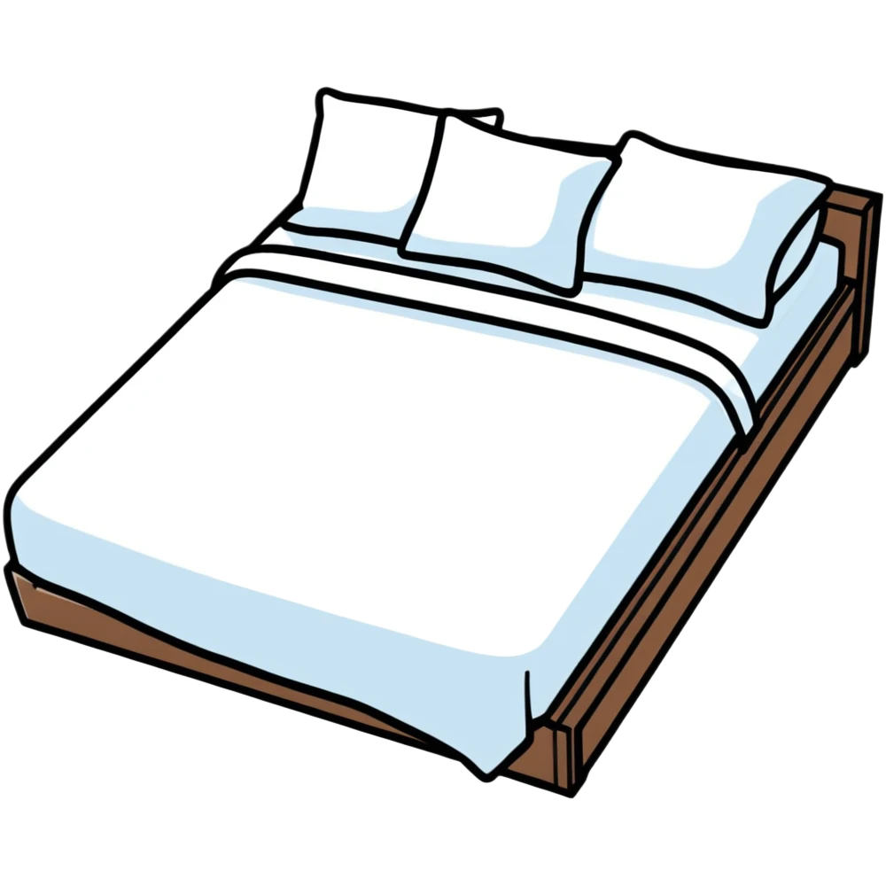 A comfortable bed with pillows and blanket emoji