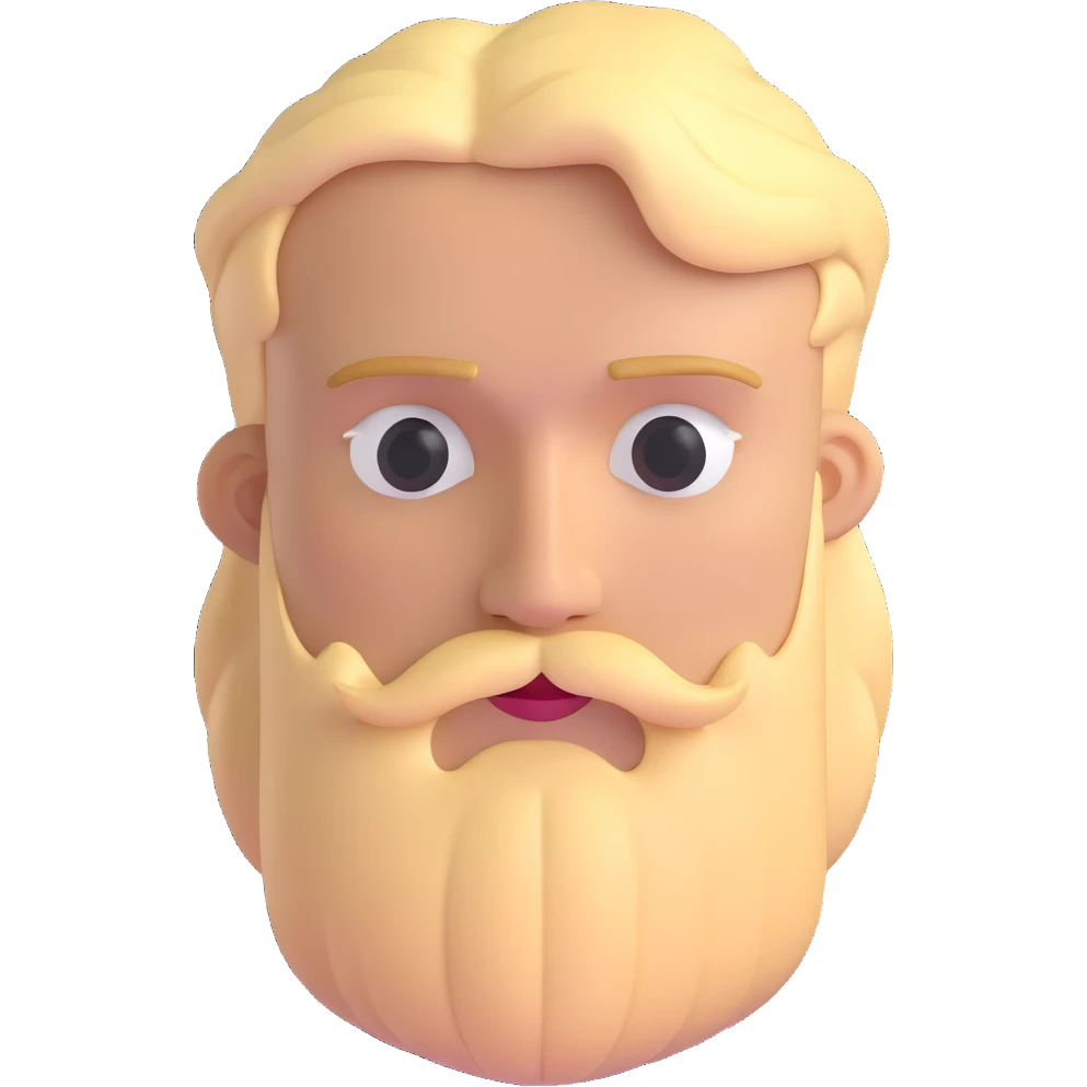 blond man with beard and eyes squinting emoji