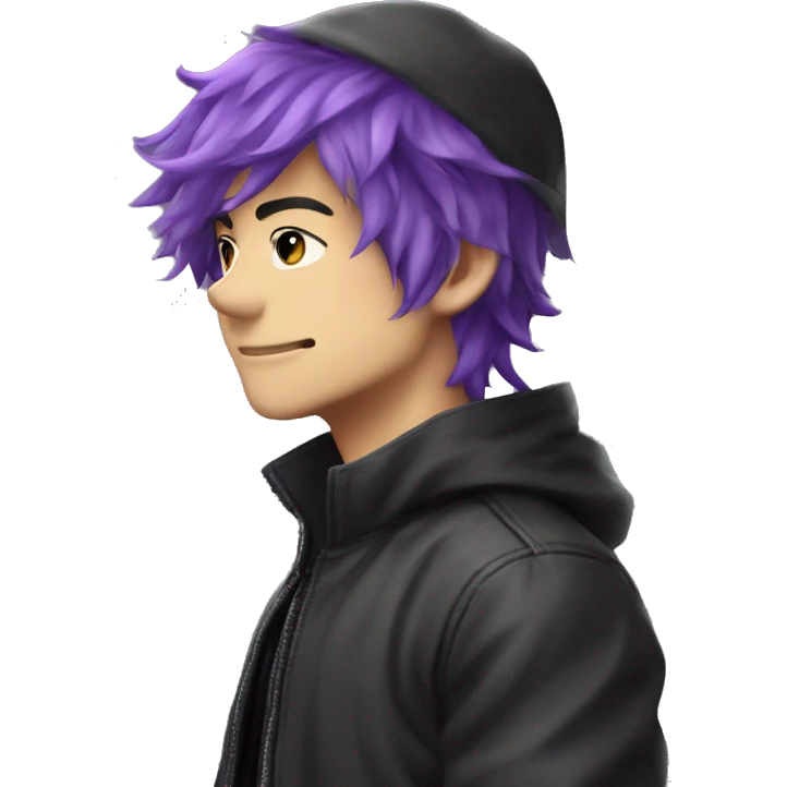 gojou satoru in black jacket Christmas hat and make his hair kinda purple fade emoji