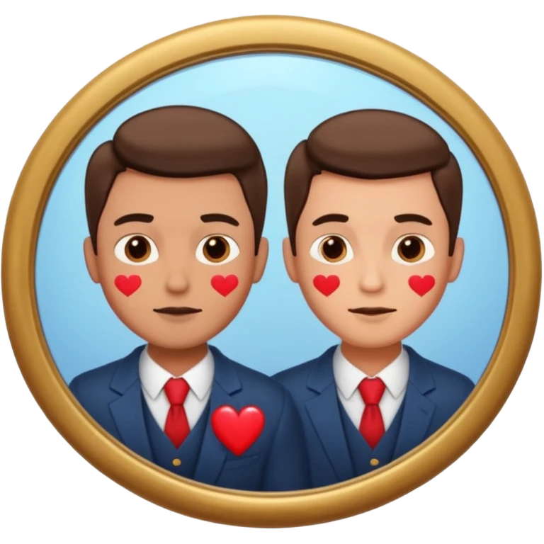 Narcissist fully dressed man with hearts instead of eyes looking in a mirror and admiring his reflection  emoji