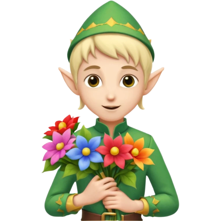 elf with flower bouquet emoji