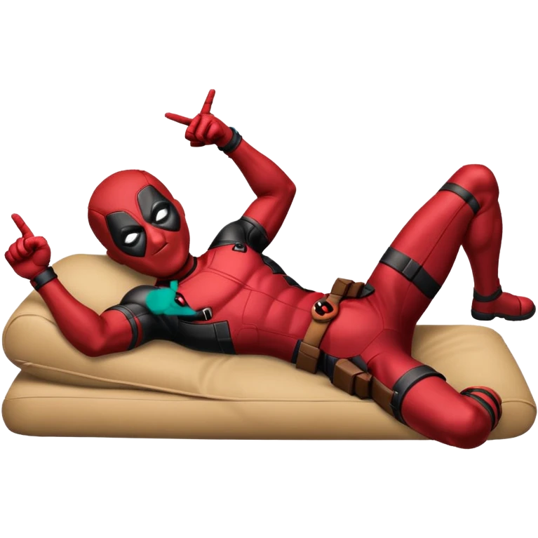 deadpool laying and pointing to something intresting emoji