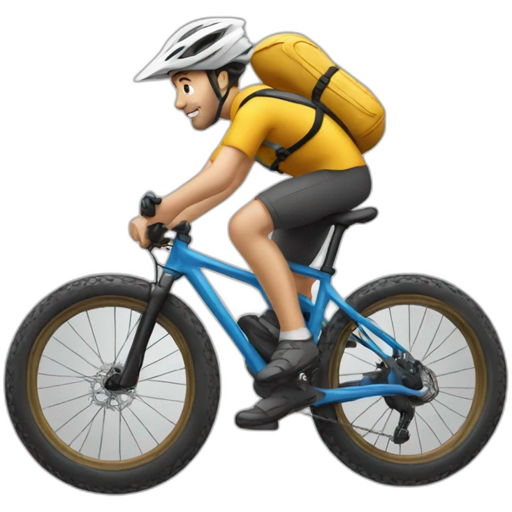 Un homme qui porte son VTT DH emoji