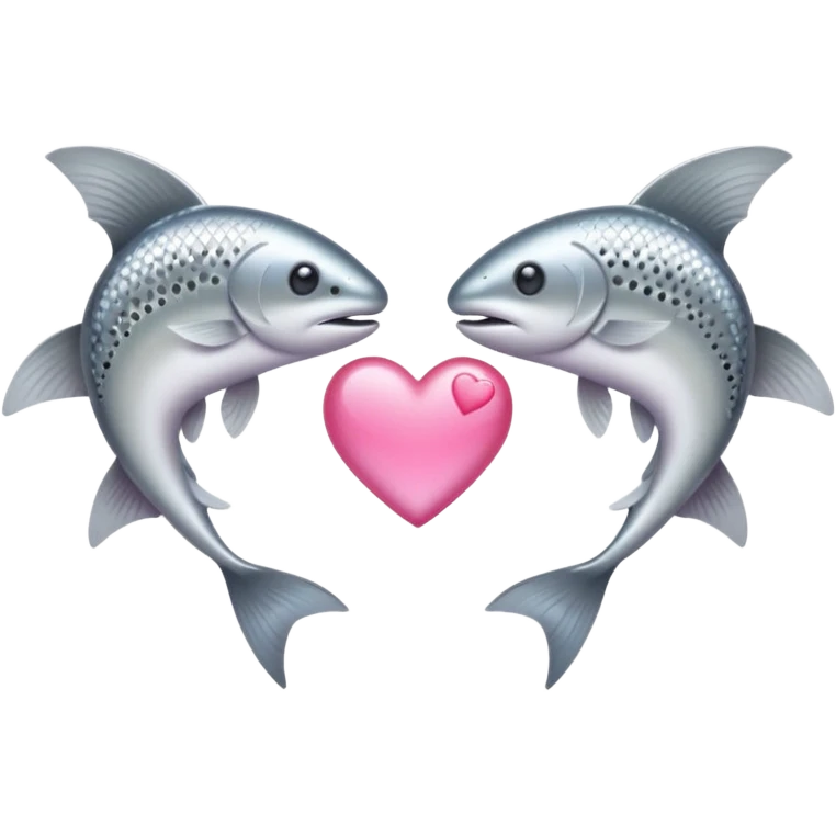 two trouts with a heart between them emoji