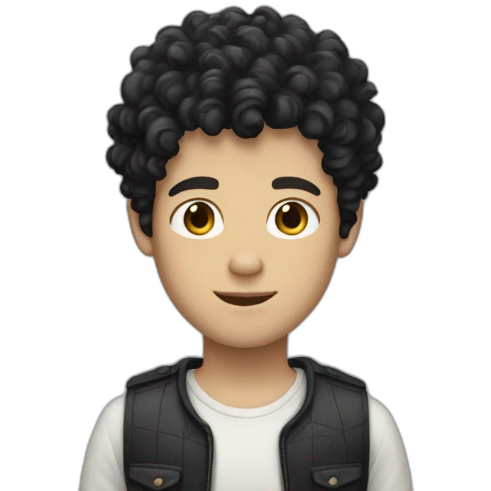 Tall white boy with curly black hair emoji