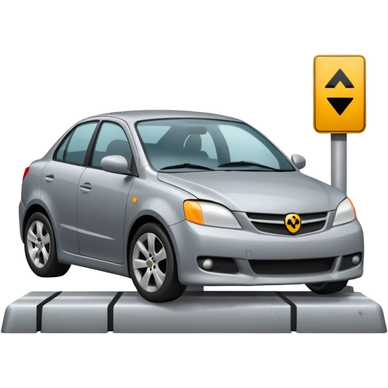 car crashed to a trafic barrier barrier in front of car and car front panel broken emoji