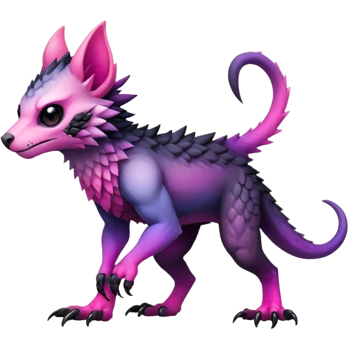 Cool Edgy Black-pink-purple-gradient badass Trico-animal-creature full bodyd emoji