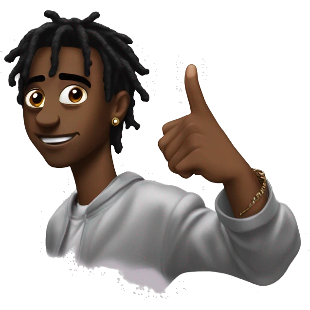 playboi carti doing  index middle and thumb finger up but other 2 down emoji