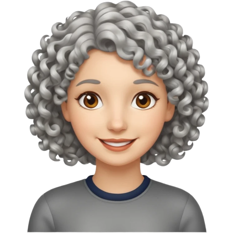 silver, short, wavy-haired with curls, smiling pretty lady, hopeful emoji