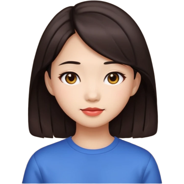clean girl aesthetic emoji, asian beautiful dark brown hair emoji