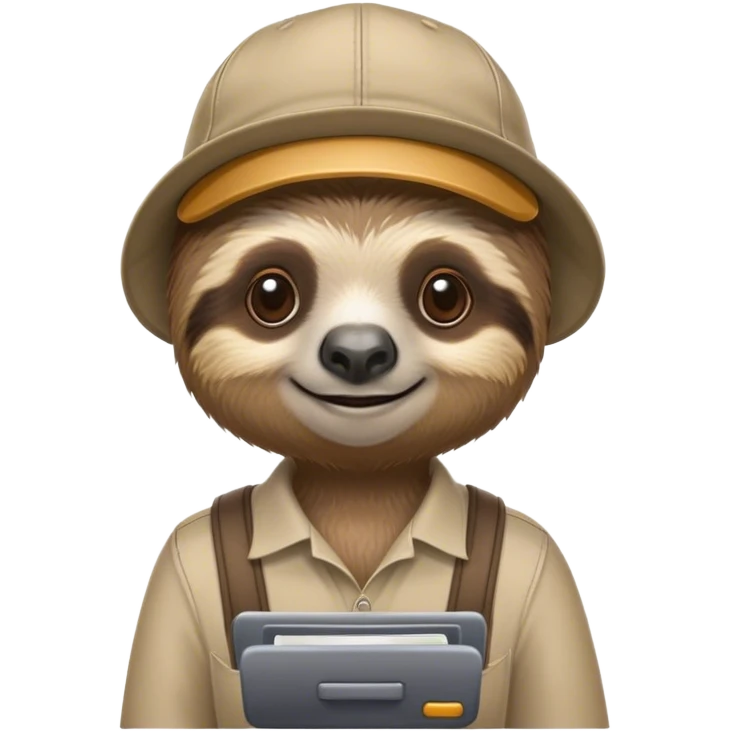 anthropomorphic sloth cashier in a cap emoji